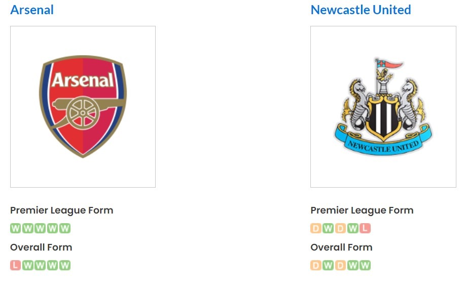 Phong độ gần đây của Arsenal vs Newcastle